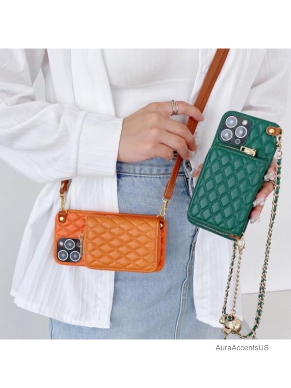 PU Leather Wallet Case for iPhone 16 Pro with Detachable Chain Strap, Card - Picture 4 of 6